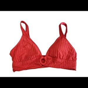 Aerie Red Scoop Ribbed Padded Bikini Top